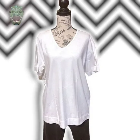 VINTAGE Totally 80’s Oversized Classic Plain White Tee, Erika & Co. Brand New, L - Picture 3 of 6